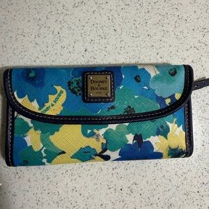 Dooney & Bourke Blue and Yellow Floral wallet Somerset Watercolor